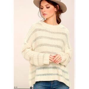 Moon‎ River Sweater Womens Small Cream Elsa Open Knit Detail Oversized